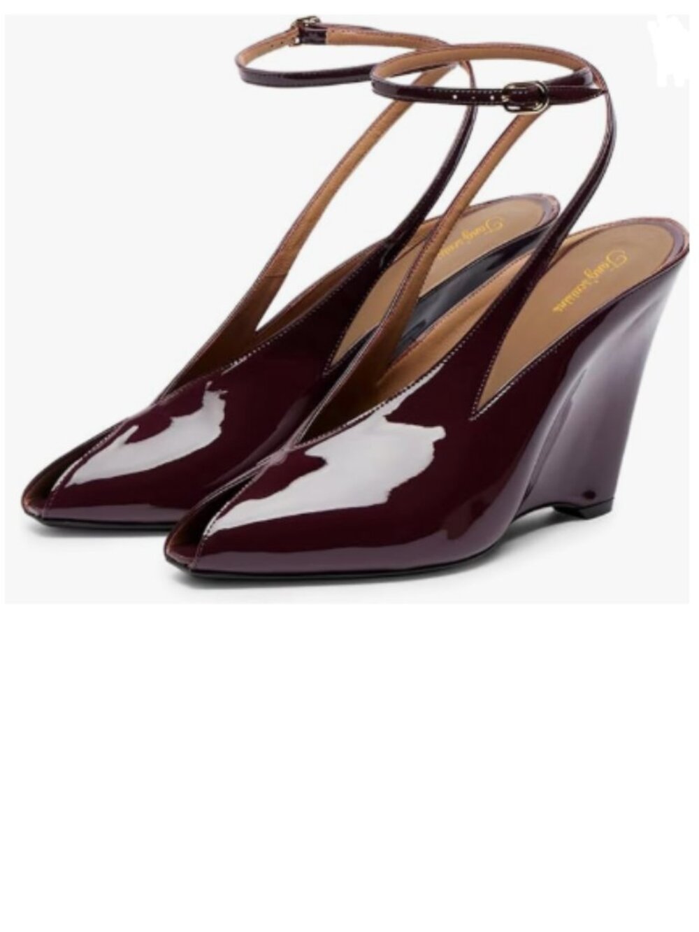 Tang'scuisins Dark Purple Wedge High Heel Peep Toe Ankle Buckle Strap Sandals